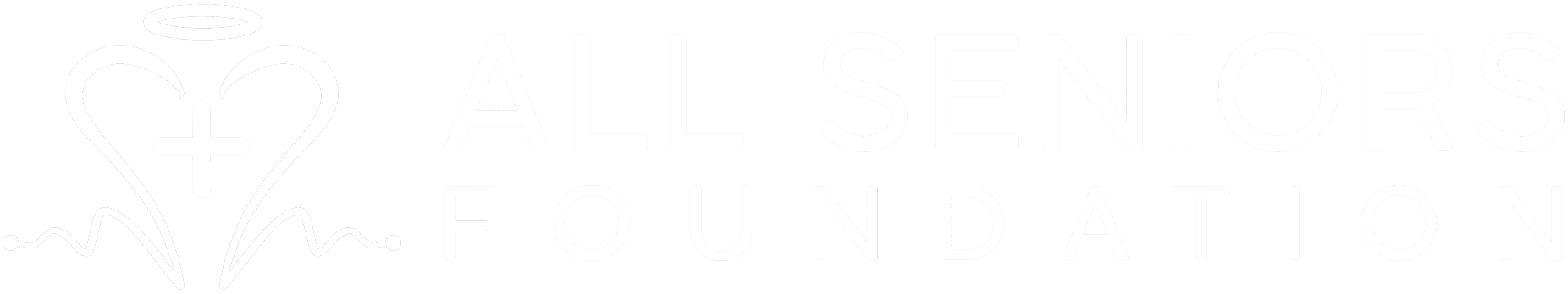 All Seniors Foundation logo in white, representing senior care, compassion, and community support in Los Angeles.